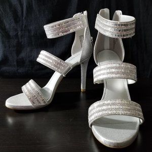 Maripe Aurelia Silver 3" Heel US Sz 8 Rhinestone